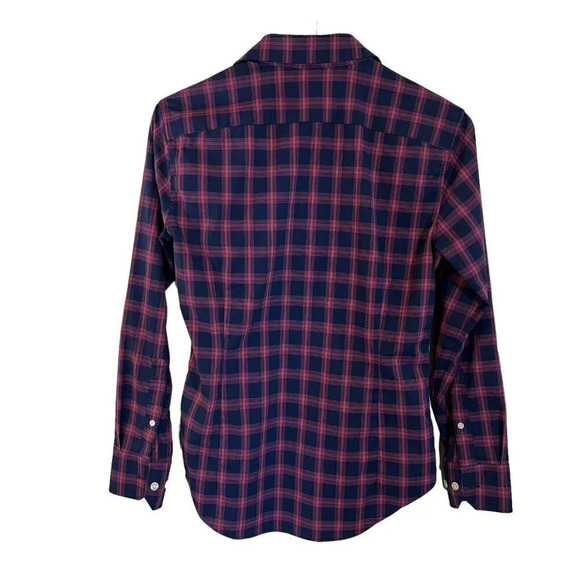 Bonobos Mens Button Up Plaid Shirt Size Small Short Tailored Fit Navy Pink Thin - Picture 2 of 4